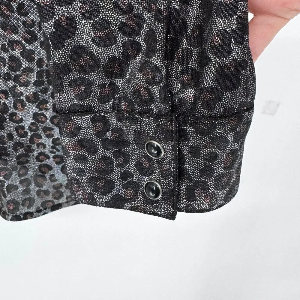 Roper Metallic Animal Print Shirt Women's XL Western Glam Indie Sleaze